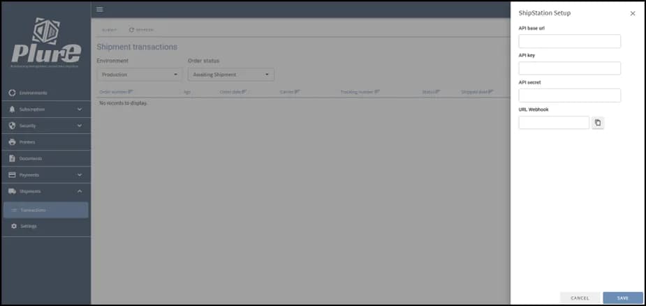 ShipStation API configuration form