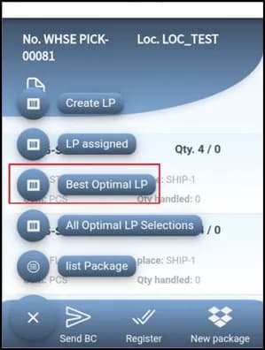 Assign License Plates to Warehouse Pick action with LP-00013 selected