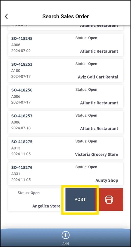 Sales order summary in Plur-e Mobile before sending