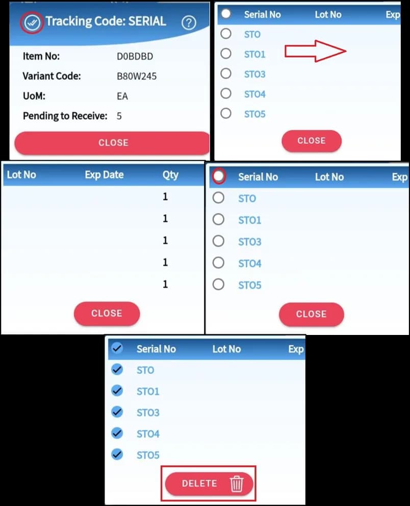 Item tracking lines in Business Central after the receipt