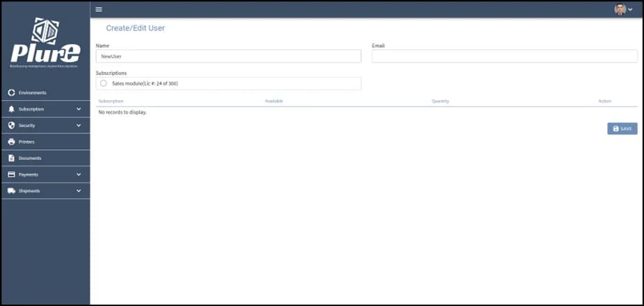 Create user form in the Admin Center