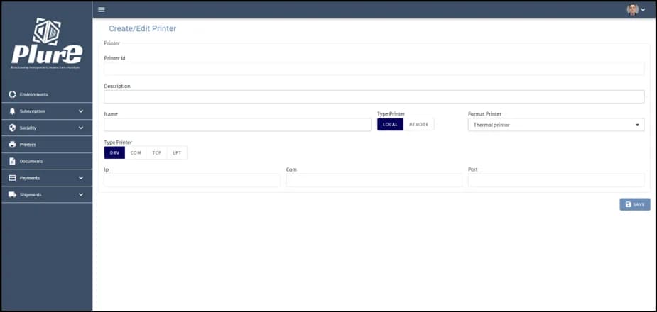 Create printer form with Name, Description and Format Printer fields