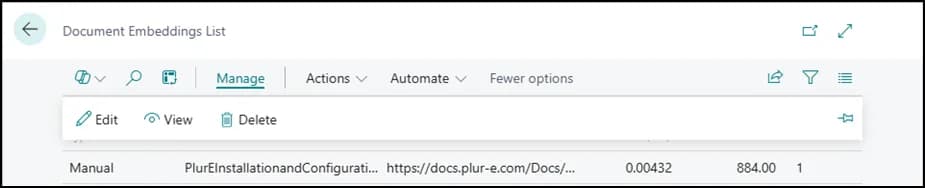 Delete action on an imported document