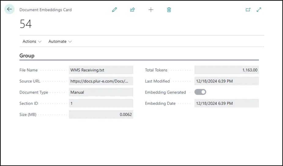 Document details opened for editing
