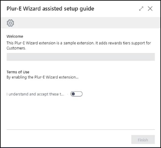 Plur-E Setup wizard page with the terms and conditions checkbox
