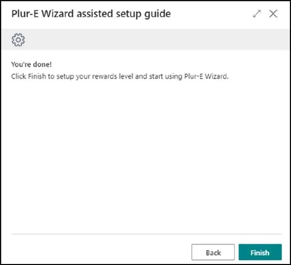 Final page of the Plur-E Setup wizard confirming the configuration