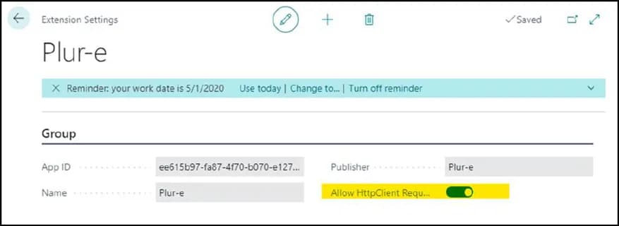 Extension settings page with the Allow HttpClient Requests toggle enabled