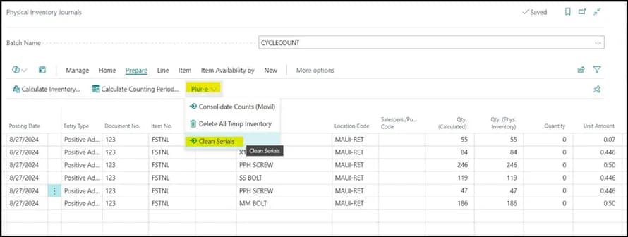 Clear Serials action for serialized items