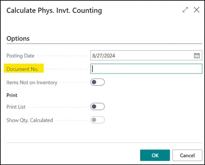 Items scheduled for counting in the selected period