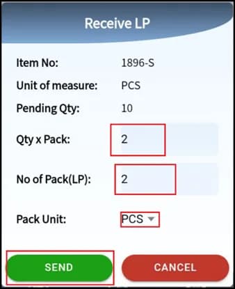 Quantity entry for the scanned item