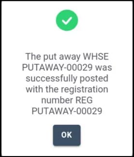 Confirmation of the posted receipt in Plur-e Mobile