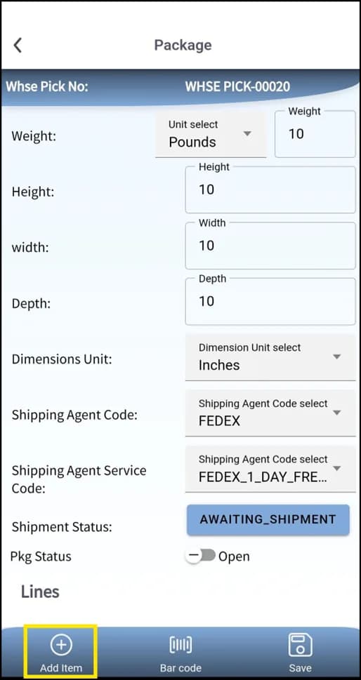 New package ready to receive items