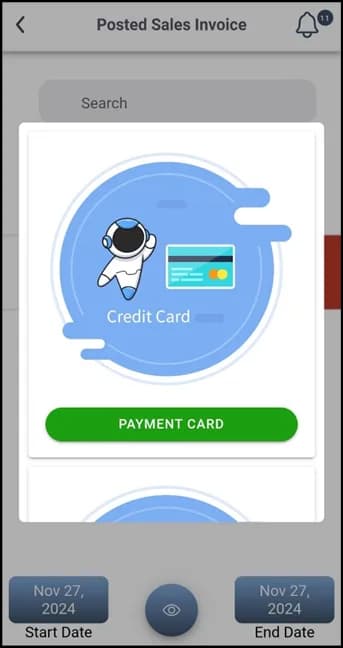 Payment method selection dialog with the Pay button