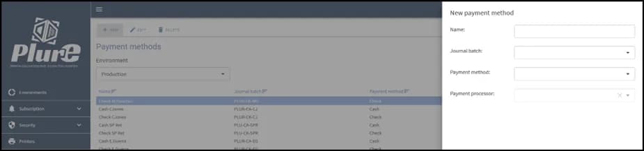 Payment method form in the Admin Center