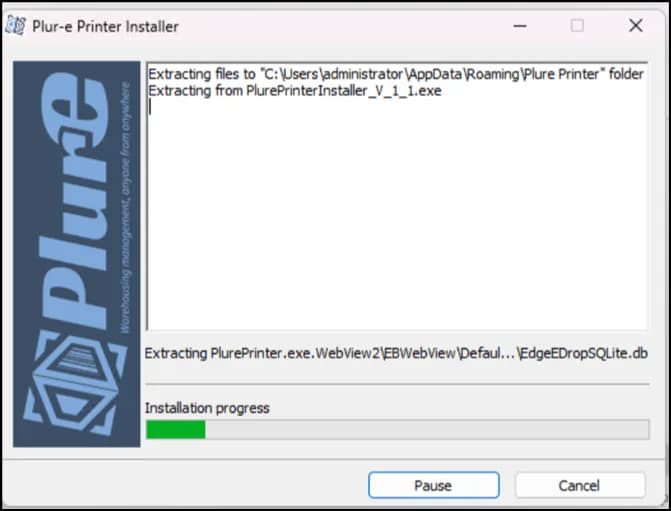 Plur-e Printer installation wizard