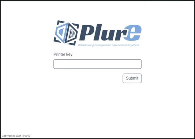 Plur-e Printer desktop app with the Printer Key field