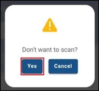 Prompt asking whether to avoid scanning items