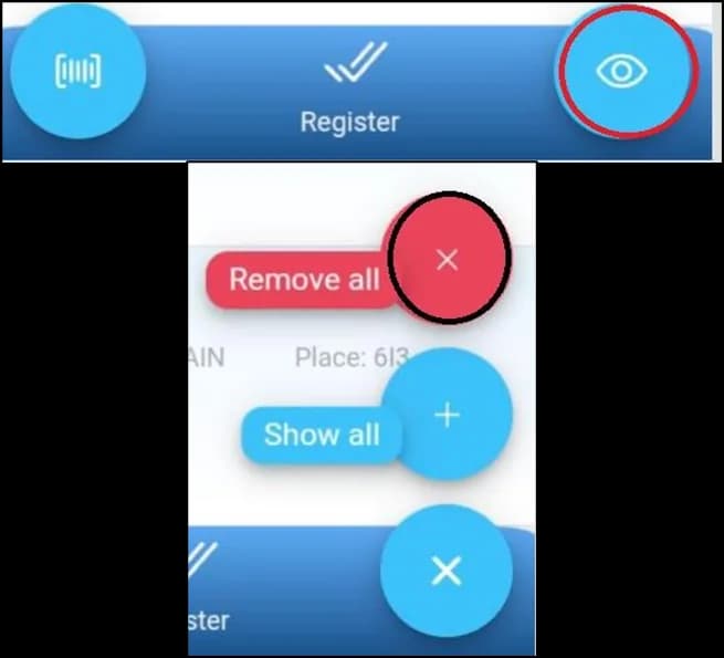 Menu with the Remove all option