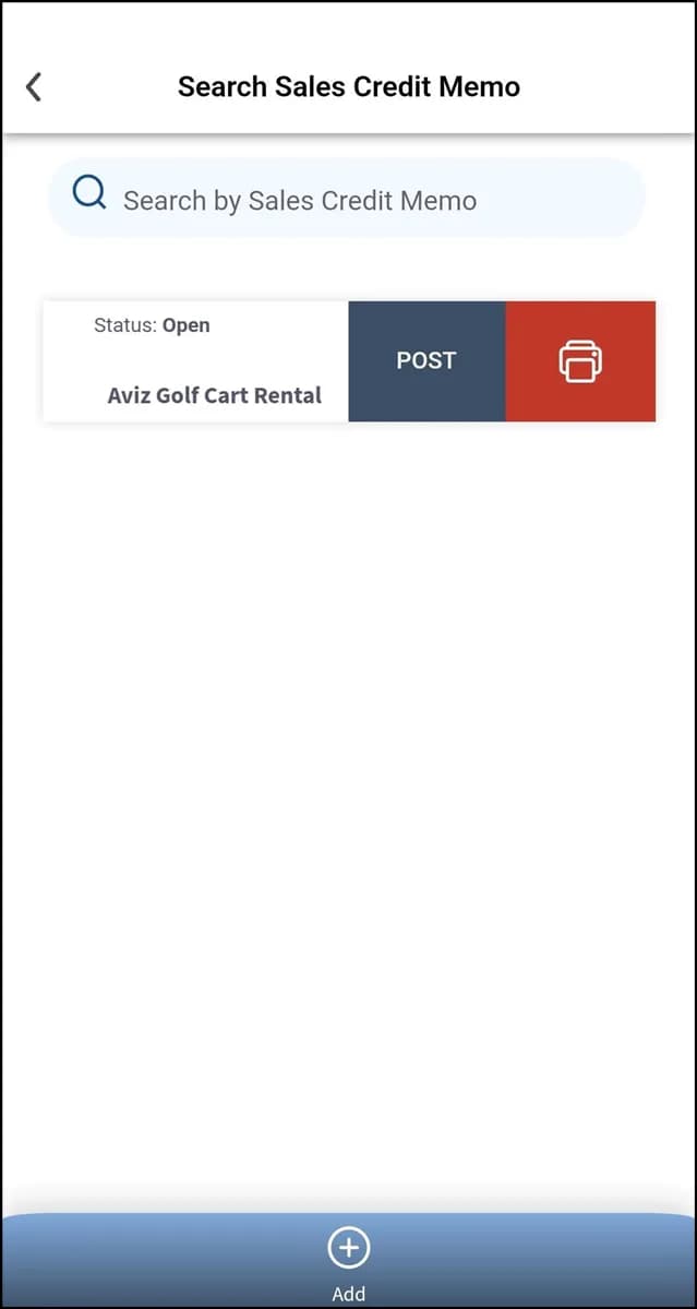 Sales credit memo opened in Business Central