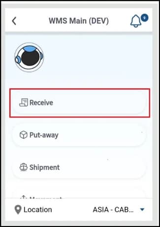 Warehouse receipt detail with the lines to receive