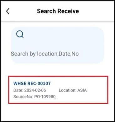 Quantity entry dialog for a received item with the Send button