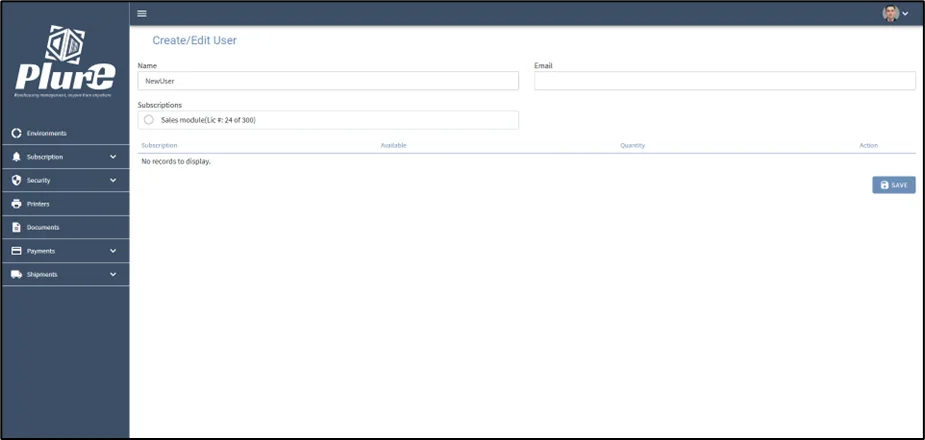 Create user form in the Admin Center