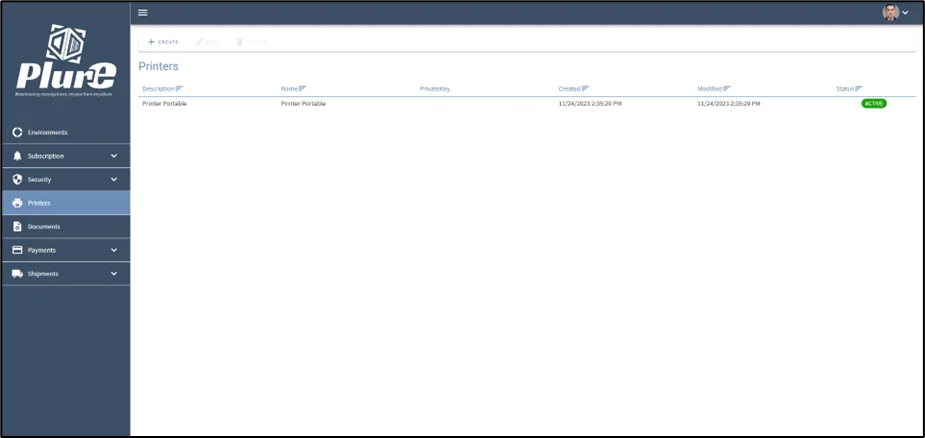 Printers list in the Admin Center