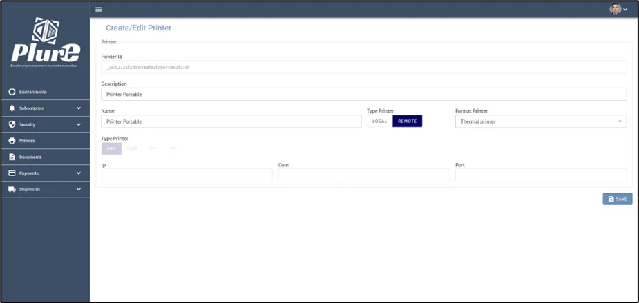 Edit printer form