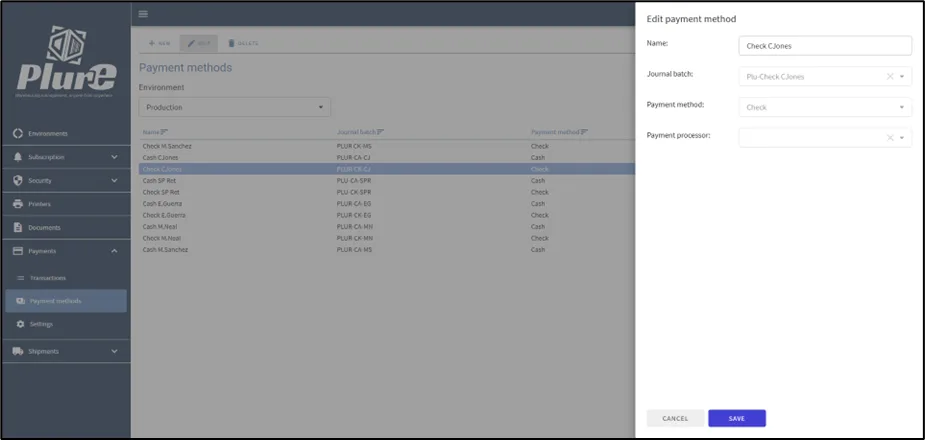 Edit payment method form