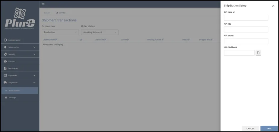 ShipStation API configuration form