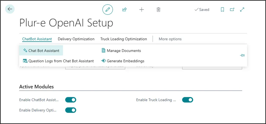 Plur-e OpenAI Setup page with the link to the chatbot