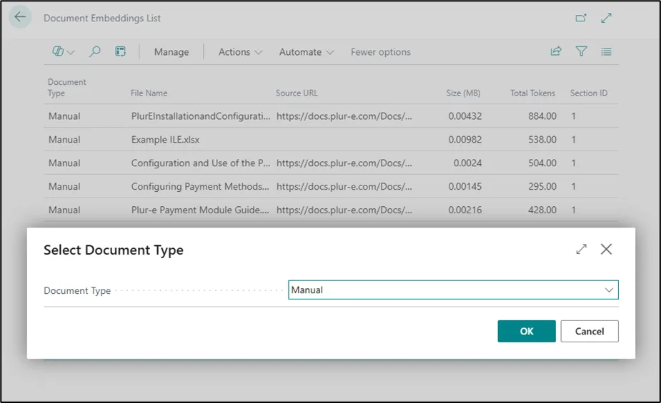 Document type selection after import