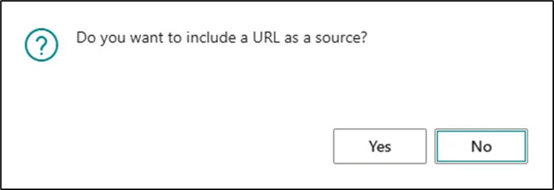 Prompt asking whether the document has a source URL