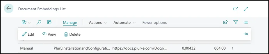 Delete action on an imported document