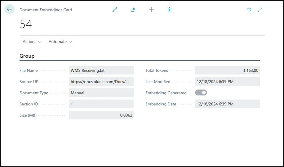 Document details opened for editing