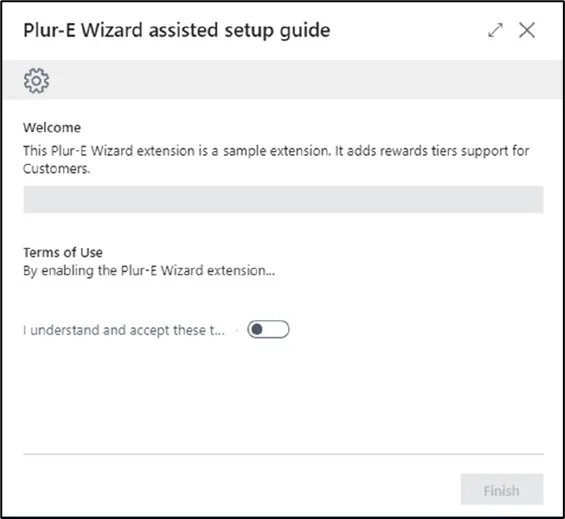 Plur-E Setup wizard page with the terms and conditions checkbox