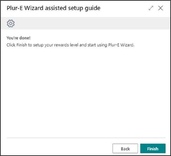 Final page of the Plur-E Setup wizard confirming the configuration