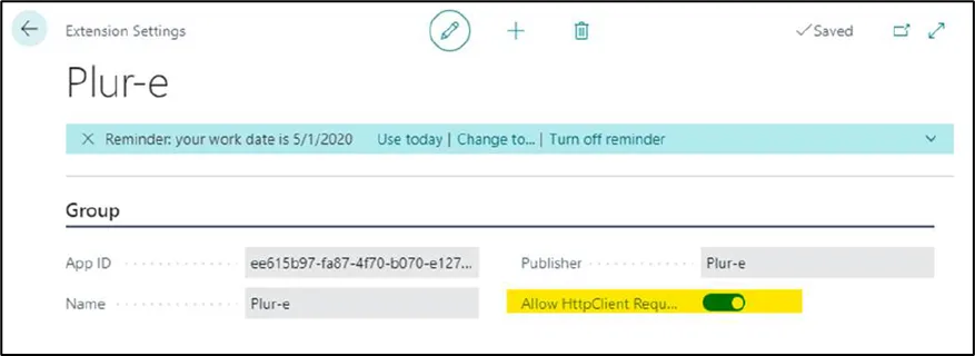 Extension settings page with the Allow HttpClient Requests toggle enabled