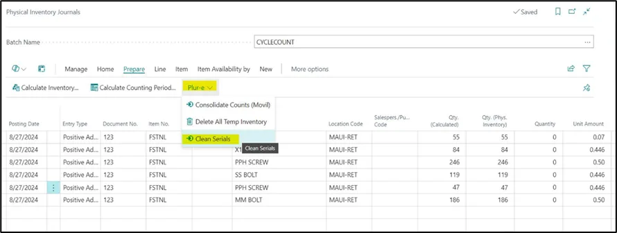 Clear Serials action for serialized items