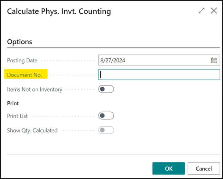 Items scheduled for counting in the selected period