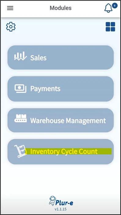 Inventory Cycle Count module in Plur-e Mobile
