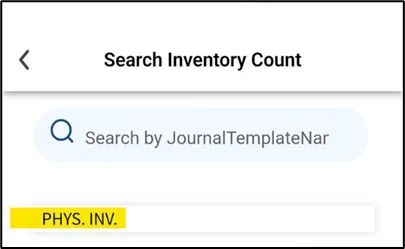 Physical Inventory option
