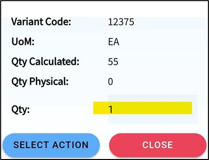 Scanning an item during the cycle count