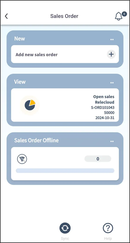 New sales order in Business Central with the customer selected