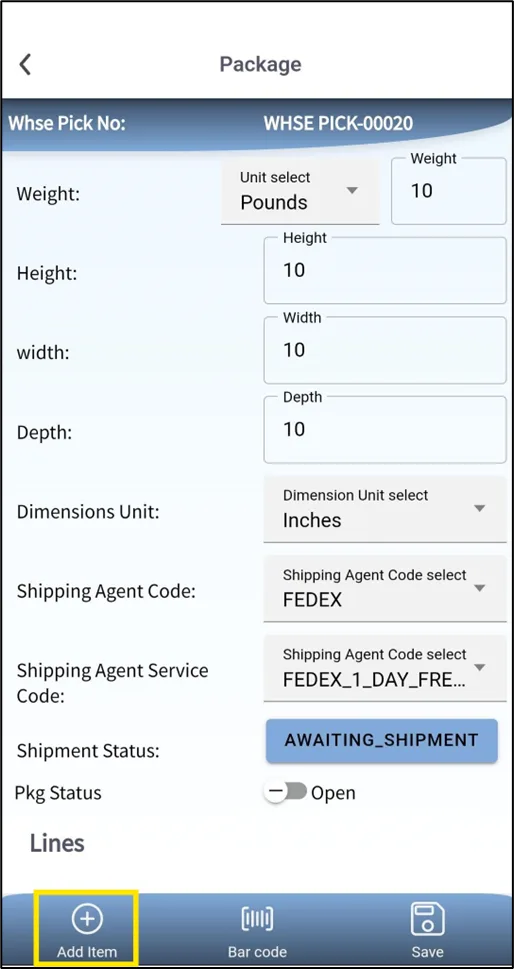 New package ready to receive items