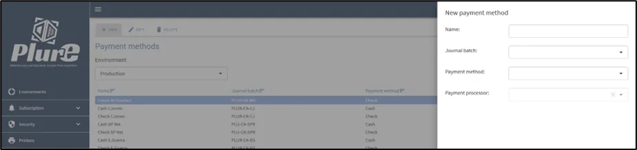 Payment method form in the Admin Center