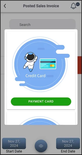 Payment method selection dialog with the Pay button