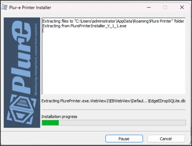 Plur-e Printer installation wizard