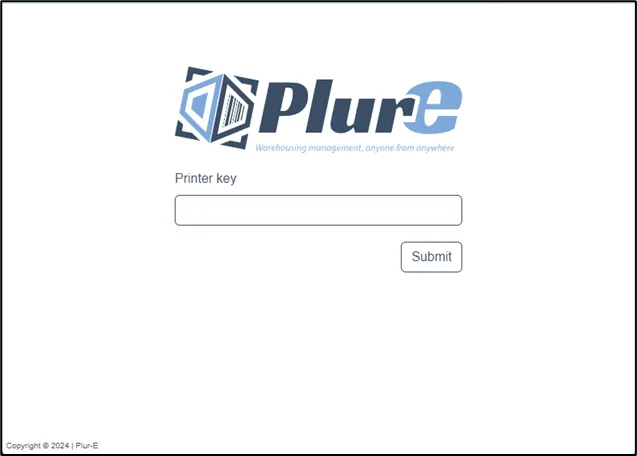 Plur-e Printer desktop app with the Printer Key field