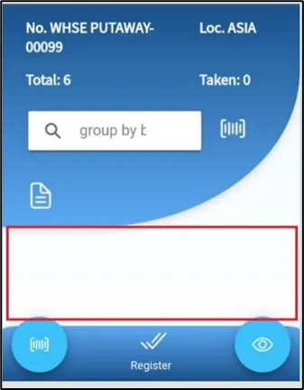 Put-away with the Yes option: all items listed